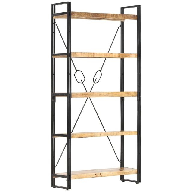 5-tasoinen kirjahylly 90x30x180 cm täysi mangopuu_1