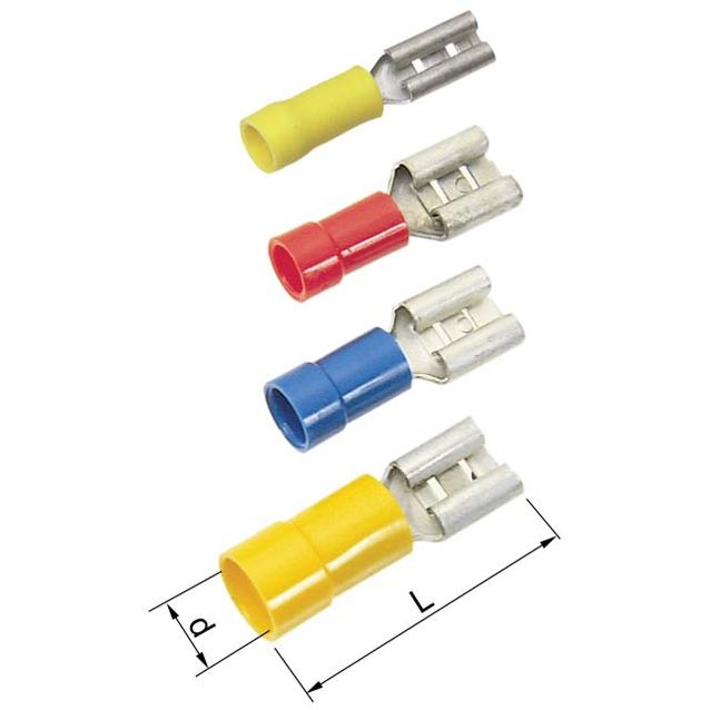 Eristetty lattapistokehylsy A2507FLS  sininen 1,5-2,5 mm2 / 6,3