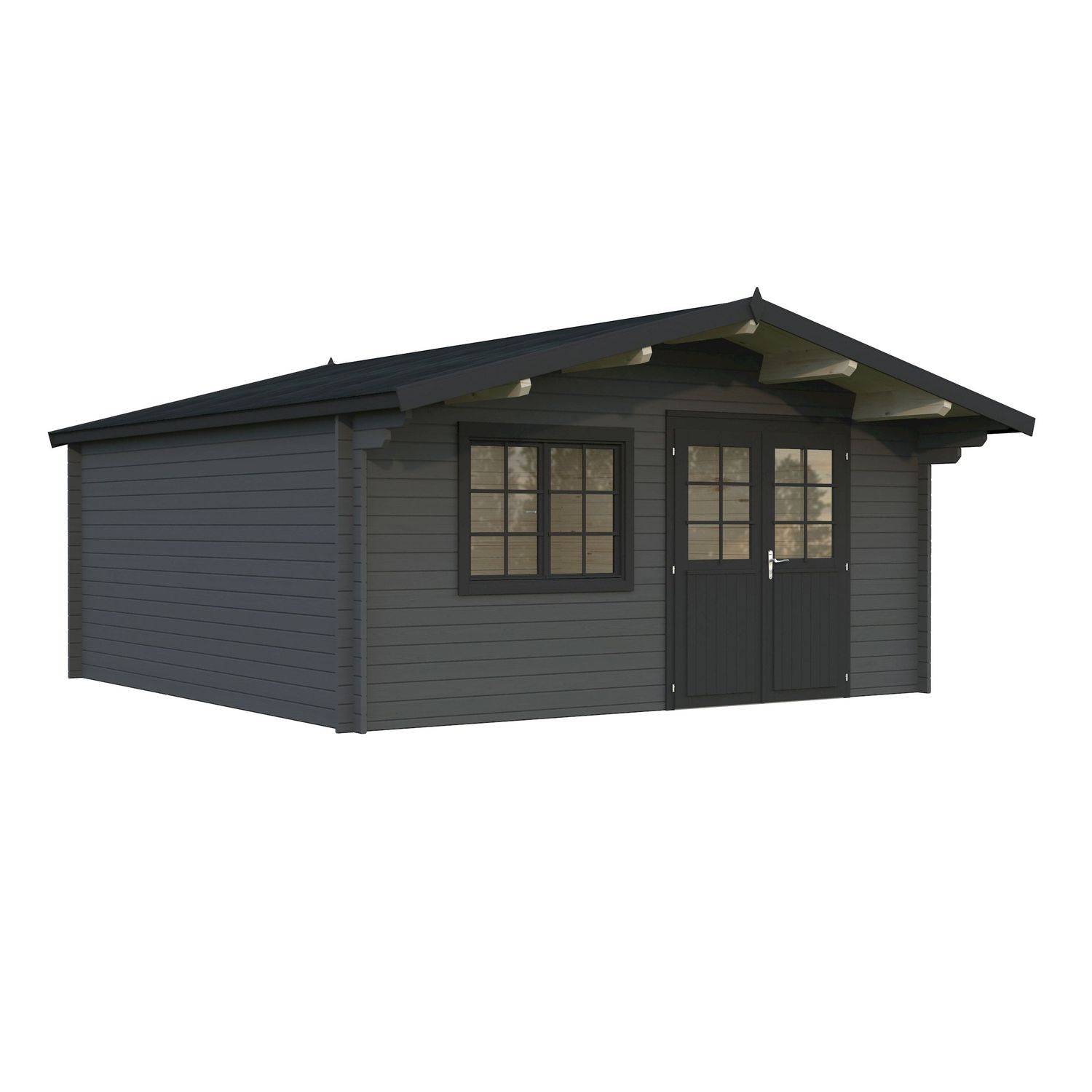 Vierasmaja Palmako Britta, 22,3m², seinät harmaa RAL7012 / ovet, ikkunat ja räystäslaudat antrasiitti RAL7016