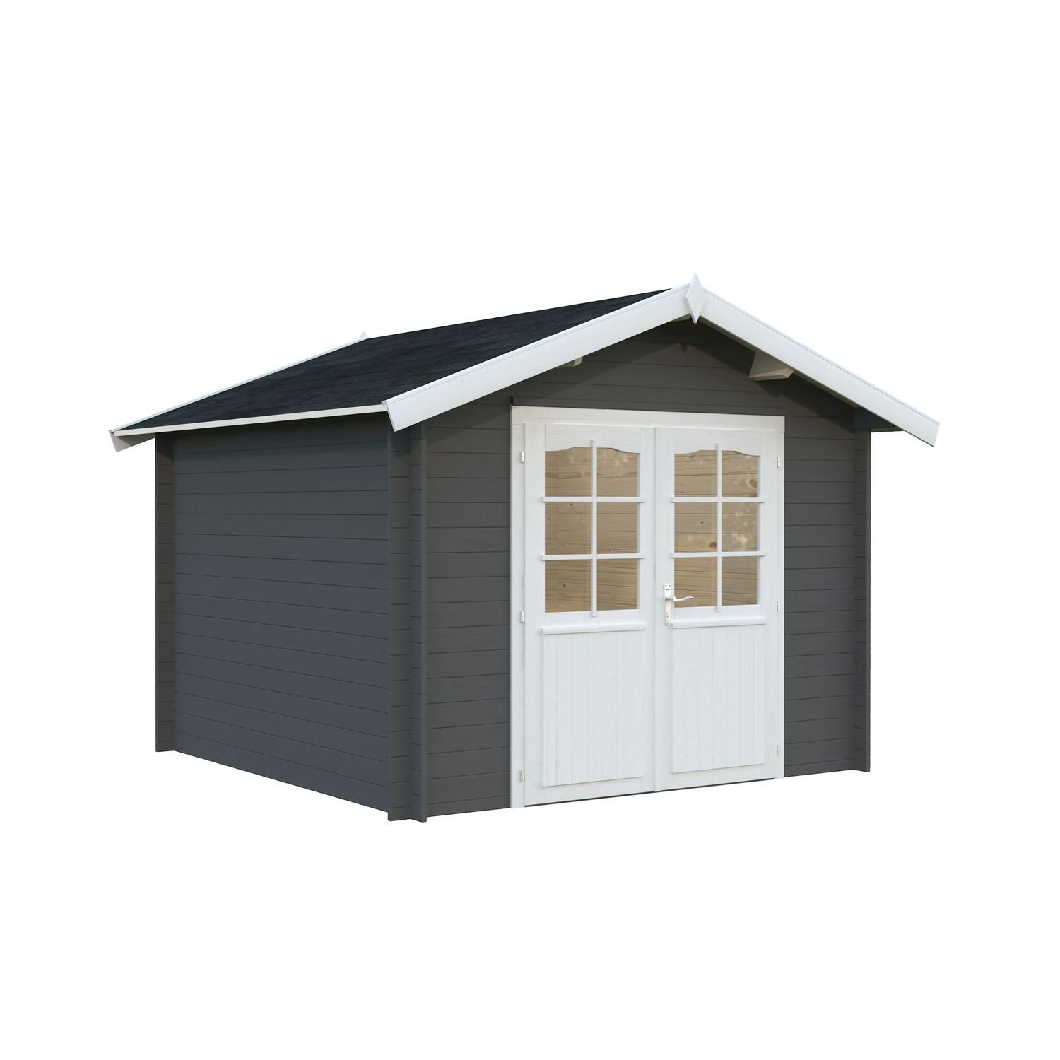 Pihavaja Palmako Lotta, 7,3m², seinät harmaa RAL7012 / ovet ja räystäslaudat valkoinen RAL7016