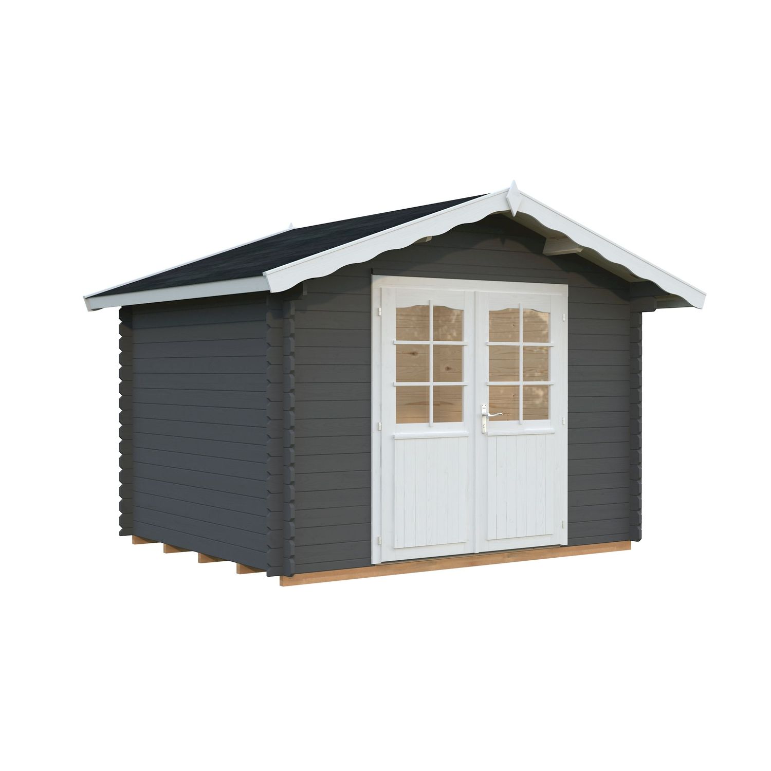 Pihavaja Palmako Vivian, 6,9m², seinät harmaa RAL7012 / ovet ja räystäslaudat valkoinen RAL7016