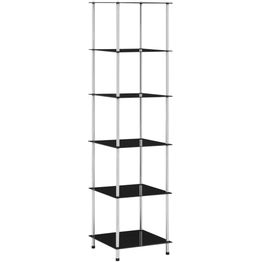 6-kerroksinen hylly musta 40x40x160 cm karkaistu lasi