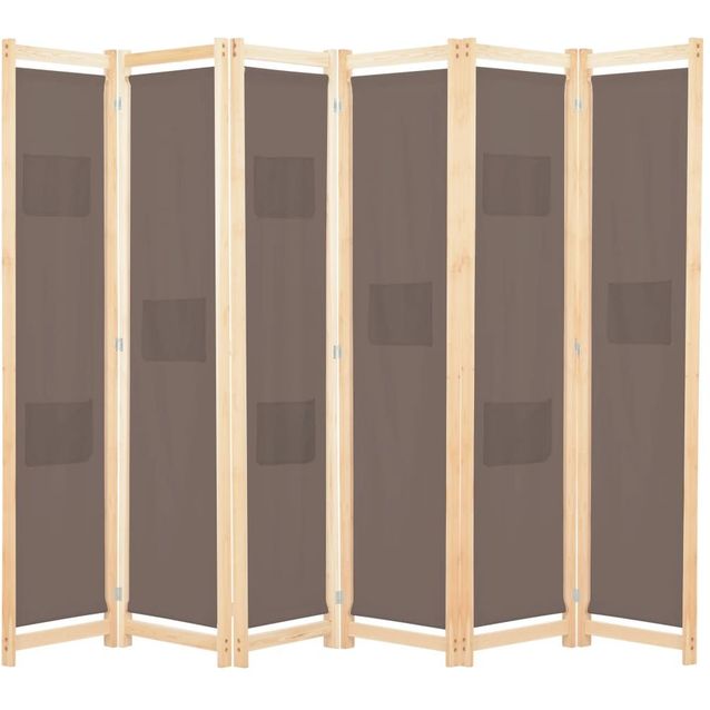 6-paneelinen tilanjakaja ruskea 240x170x4 cm kangas_1