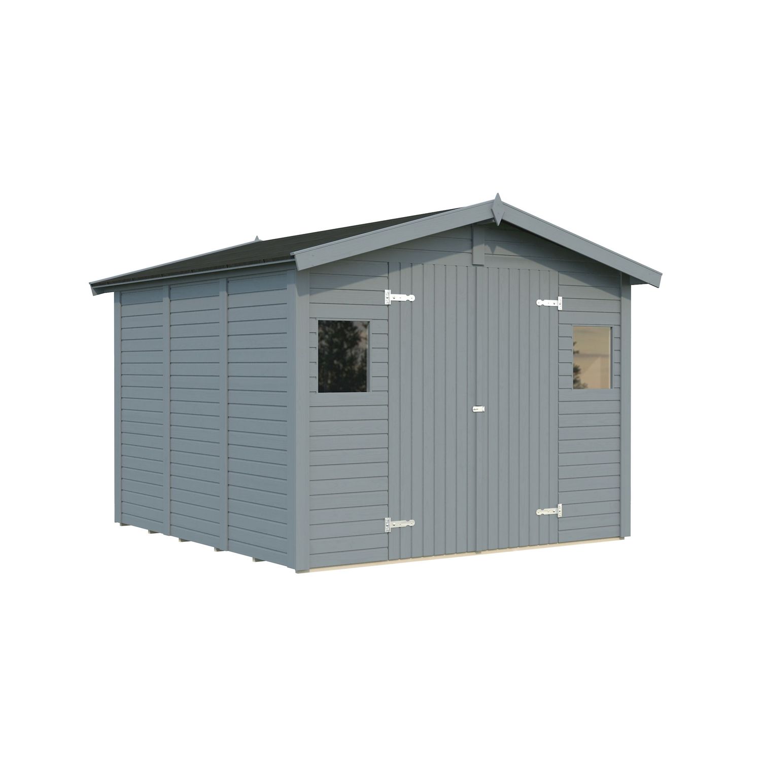 Pihavaja Palmako Dan, 7,5m², seinät vaaleanharmaa RAL7042 / ovet, ikkunat ja räystäslaudat vaaleanharmaa RAL7042