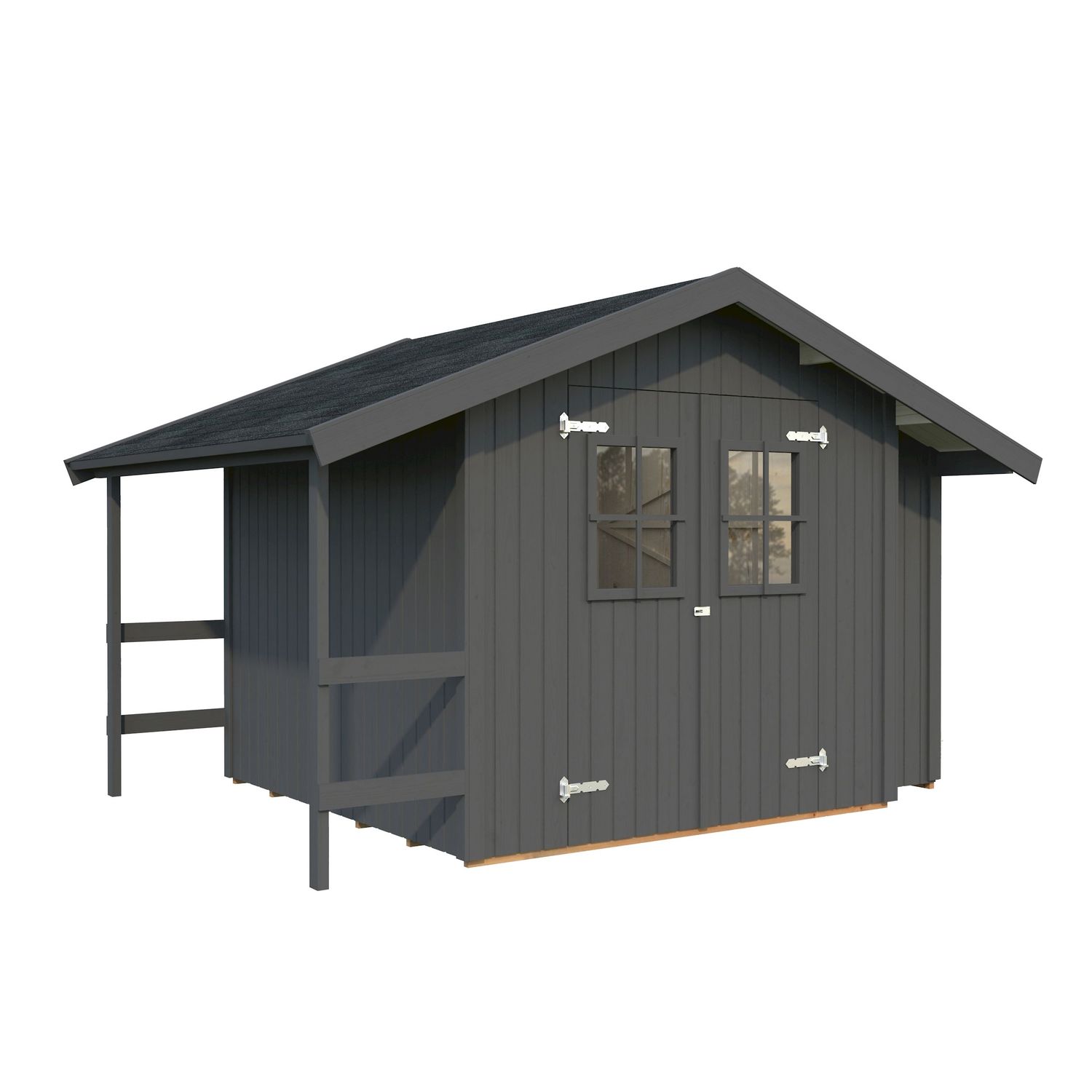 Pihavaja Palmako Marcus, 6,5m², seinät harmaa RAL7012 / ovet ja räystäslaudat harmaa RAL7012