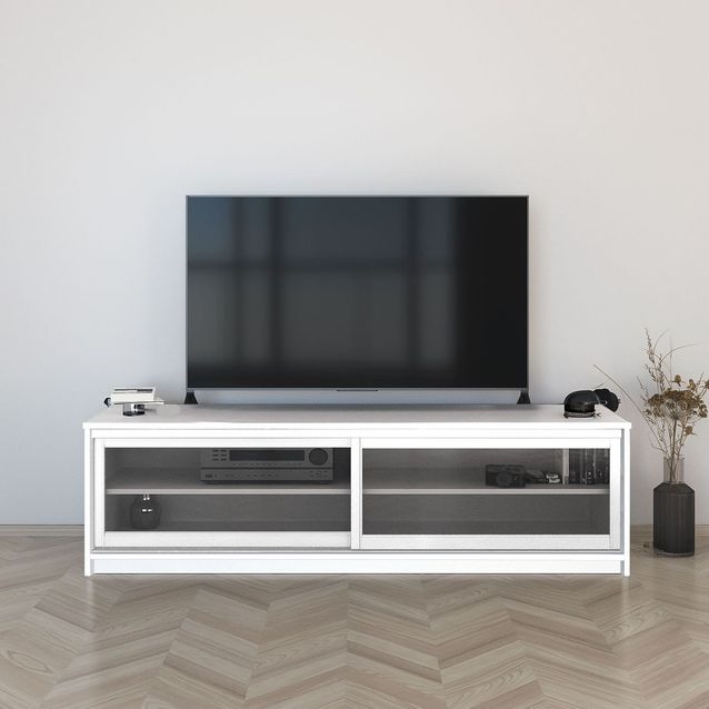 TV-taso liukuovilla Inaria Koti, mittatilaus, kirkas lasi