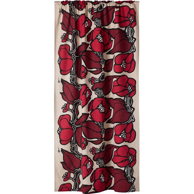 Sivuverho Vallila Agnes, beige/punainen, 140x250 cm