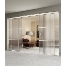 Liukuvat pariovet Hietakari Inne C4T Tokyo, soft closing -mekanismilla ja kahdella kiinteällä seinällä, mittatilaus, eri vaihtoehtoja