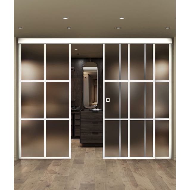 Liukuovi Hietakari Inne C3P Paris, soft closing -mekanismilla ja kahdella kiinteällä seinällä