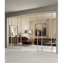 Liukuvat pariovet Hietakari Inne C4N New York, soft closing -mekanismilla ja kahdella kiinteällä seinällä, mittatilaus, eri vaihtoehtoja