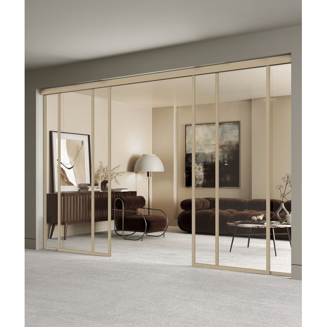 Liukuvat pariovet Hietakari Inne C4N New York, soft closing -mekanismilla ja kahdella kiinteällä seinällä