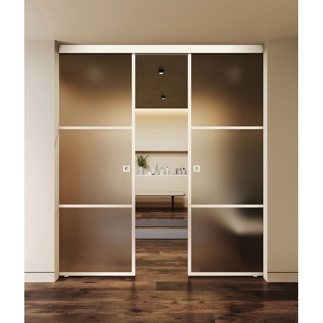 Kattoon asennetut liukuvat pariovet Hietakari Inne C2T Tokyo, soft closing -mekanismilla