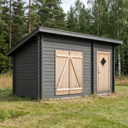 Pihavarasto ja puucee LP Garden P-M+WC Duo, 10.5m², pulpettikatolla