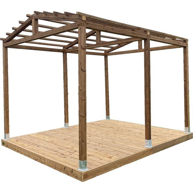 Pergola Patio Terassit, 3x3 harjakattoinen, kestopuu
