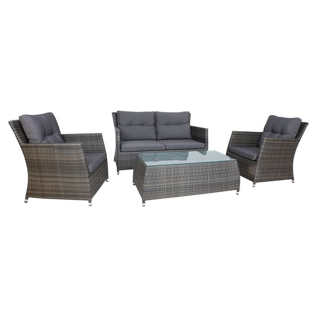 Oleskeluryhmä Home4you Adena, sohva + 2 nojatuolia + pöytä, ruskea