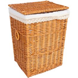 Pyykkikori Home4You MAX-2 37x32xK52 cm, vaaleanruskea, pitsillä