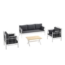 Oleskeluryhmä Linento Garden Hatkus 5-istuttava valkoinen runko eri pehmustevärejä