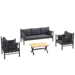 Oleskeluryhmä Linento Garden Lalas 5-istuttava musta runko eri pehmustevärejä