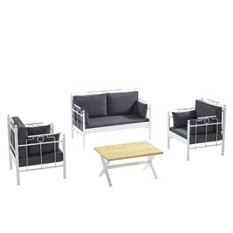 Oleskeluryhmä Linento Garden Hatkus 4-istuttava valkoinen runko eri pehmustevärejä