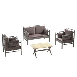 Oleskeluryhmä Linento Garden Hatkus 4-istuttava ruskea runko eri pehmustevärejä