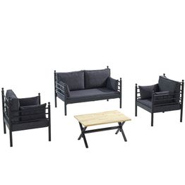Oleskeluryhmä Linento Garden Manyas 4-istuttava musta runko eri pehmustevärejä