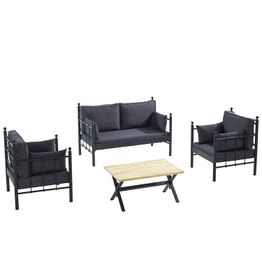 Oleskeluryhmä Linento Garden Lalas 4-istuttava musta runko eri pehmustevärejä