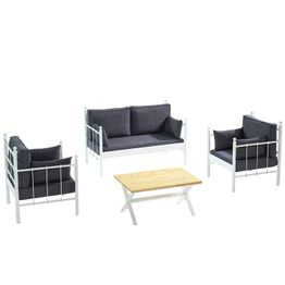 Oleskeluryhmä Linento Garden Lalas 4-istuttava valkoinen runko eri pehmustevärejä