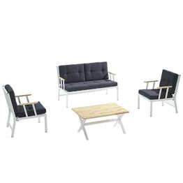 Oleskeluryhmä Linento Garden Lotus 4-istuttava valkoinen runko eri pehmustevärejä