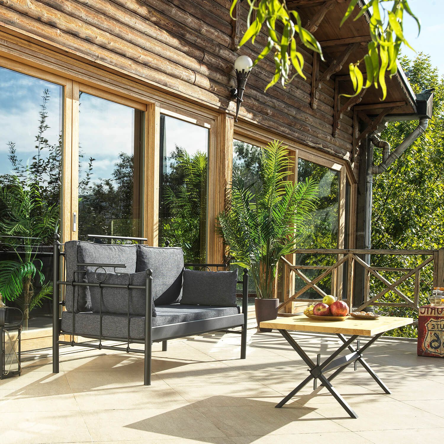 Puutarhasohva Linento Garden Hatkus 2-istuttava musta/antrasiitti