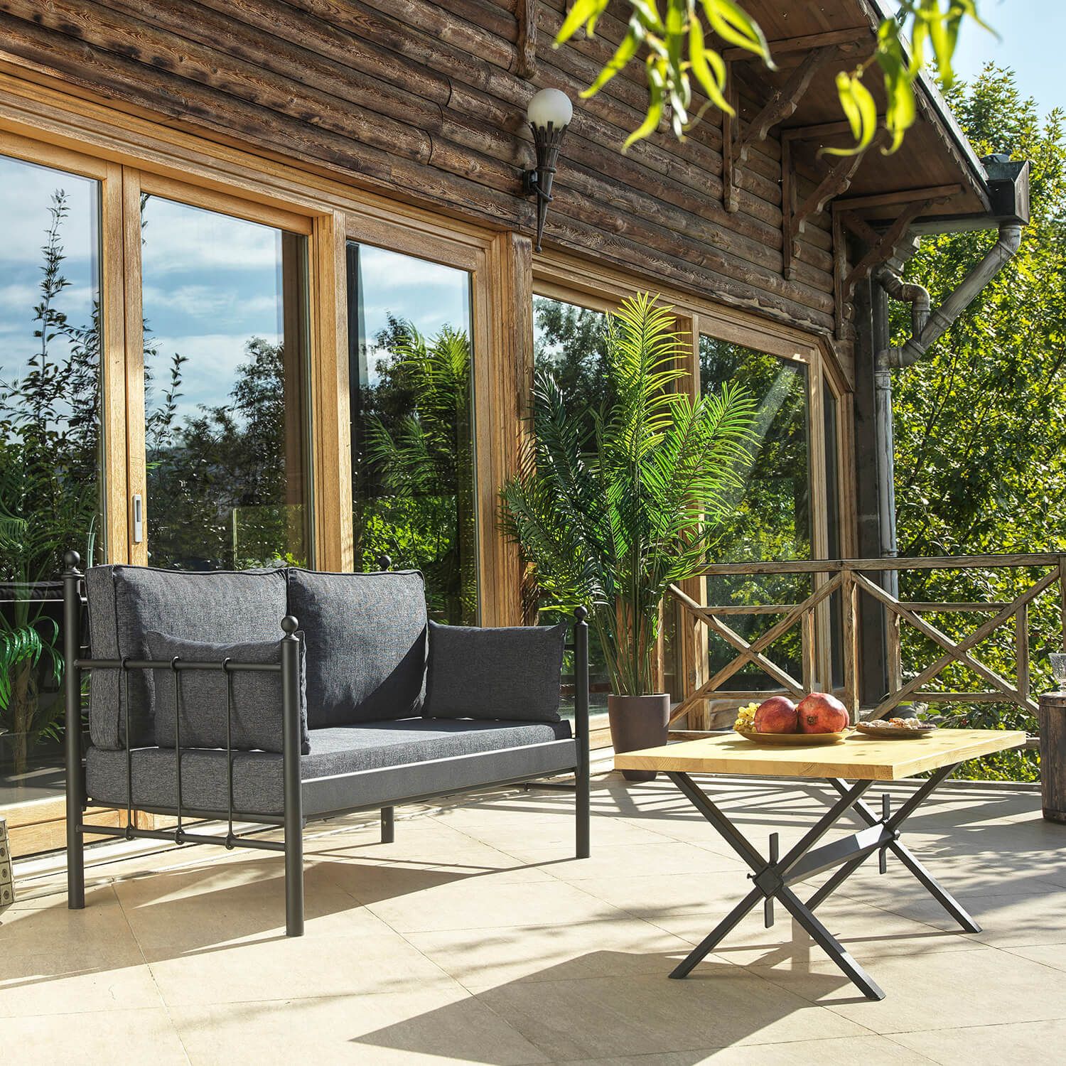 Puutarhasohva Linento Garden Lalas 2-istuttava musta/antrasiitti