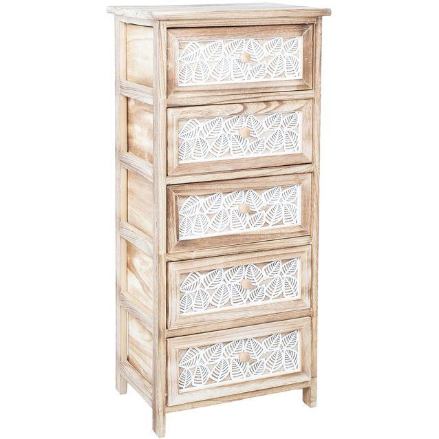 Chest of drawers KASEKE with 5 storage units 40x29x90cm, natural