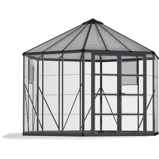 Kasvihuone Palram-Canopia Oasis 12 Hexagon 8,6 m², harmaa