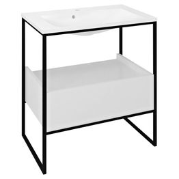 Pesuallasteline Interia Ska 750 mm laatikolla mattamusta/valkoinen