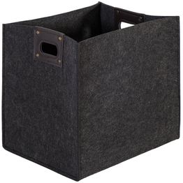 Huopalaatikko Home4You MAX FELT-3 32x25x32 cm, tummanharmaa, kahvoilla