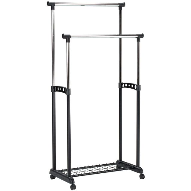 Clothes hanger trolley FRY 83x43xH93.5-168cm, black/chrome
