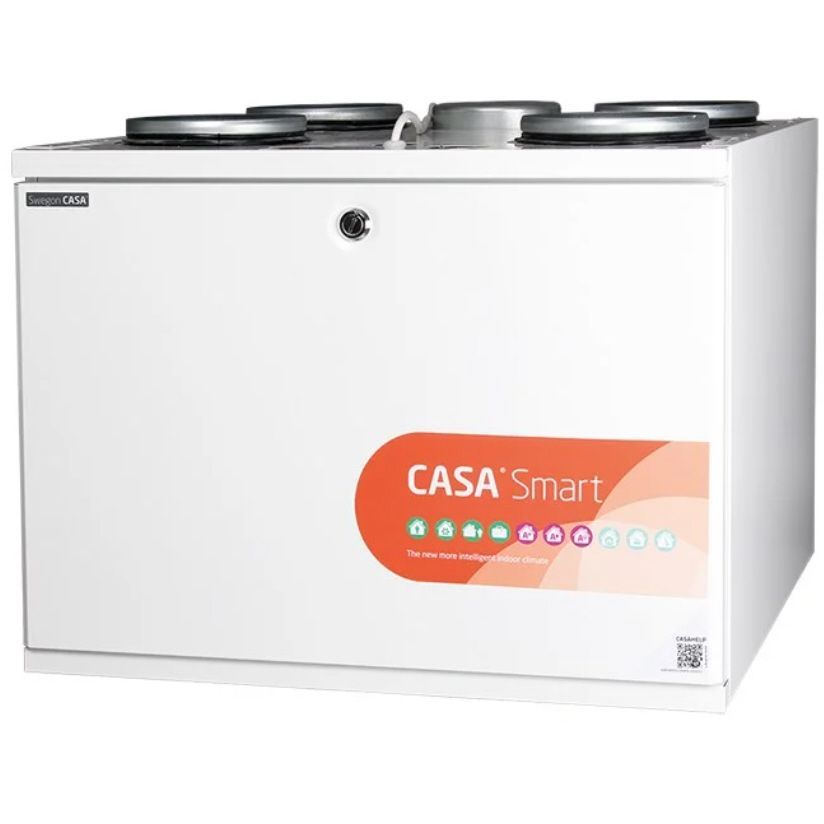 Ilmanvaihtokone lämmöntalteenotolla Swegon Casa W3 Smart xs L 1240W Abp RH vasen