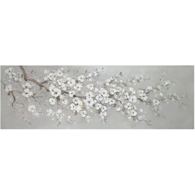 Oil painting 50x150cm, white sakura