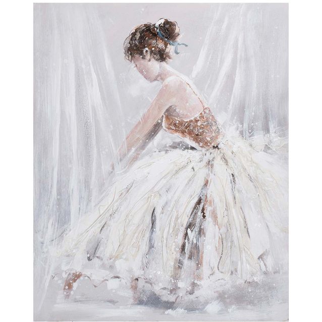 Oil painting 80x100cm, lady in white dress
