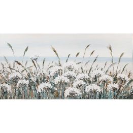 Öljyvärimaalaus valkoiset peltokukat Home4You 70x140 cm, valkoinen