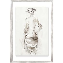 Maalaus kehyksellä, nainen huivissa Home4You 50x70 cm, harmaa