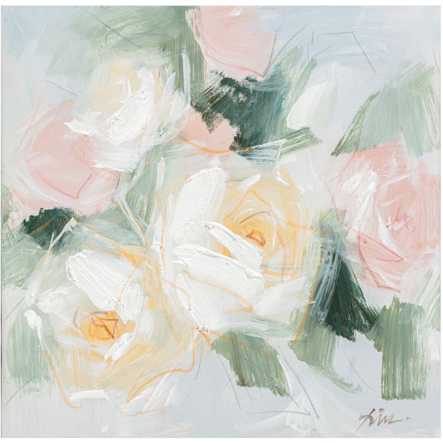 Oil painting 100x100cm, pastel blossoms
