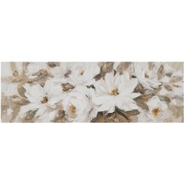 Taulu Home4You 50x150 cm, valkoiset kukat, beige