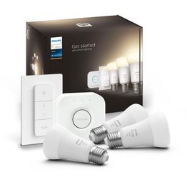 Aloituspakkaus Philips Hue White 3 x älylamppu (9,5W A60 E27) kytkin ja Hue-silta