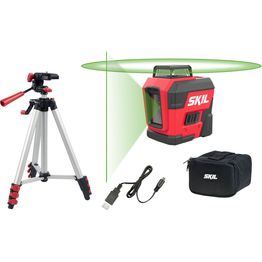Ristilinjalaser Skil 1961 DA 360° vihreä USB-ladattava + laukku