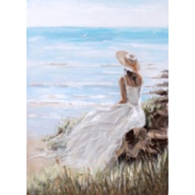 Oil painting 90x120cm, lady on the beach