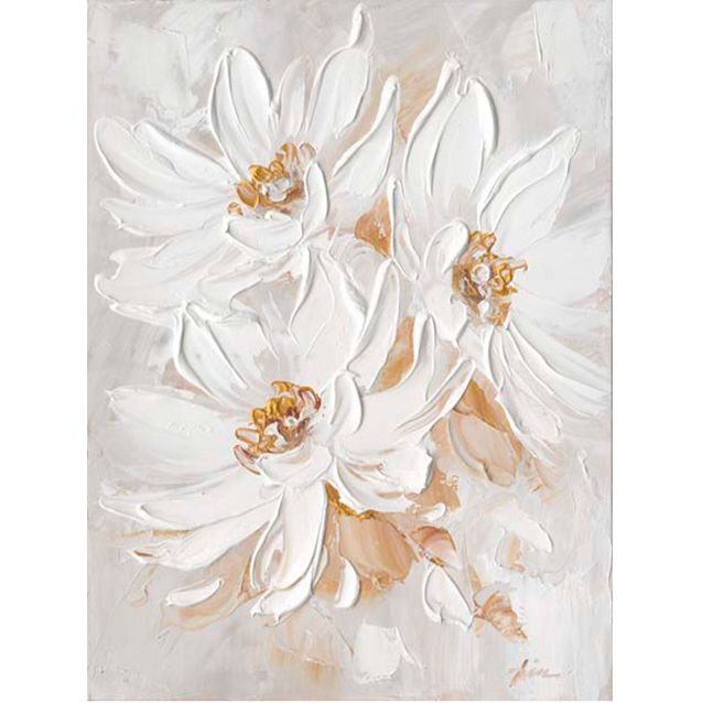 Oil painting 60x80cm, three white flowers