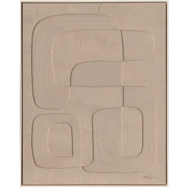Painting with frame 80x100cm,  light brown shape