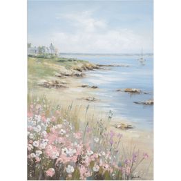 Taulu Home4You 70x100 cm, kukkia rannalla, monivärinen