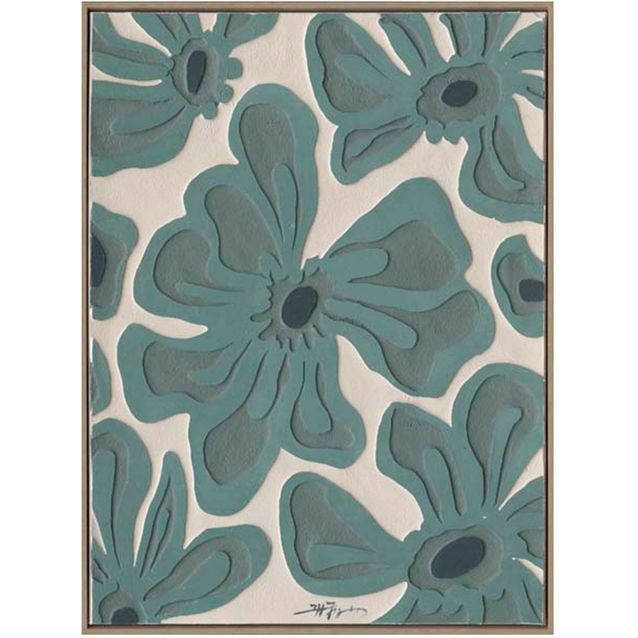 Painting with frame 60x80cm,  green flowers