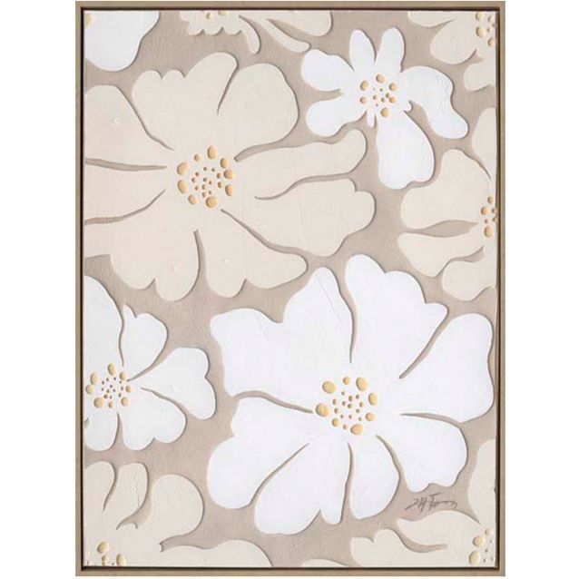 Painting with frame 60x80cm,  beige flowers